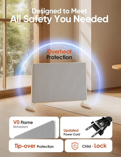 Ballu Mica Infrared Space Heater Indoor Use,Large Room Panel Heater with Programmable Thermostat,WiFi App Control,Portable Stand or Wall Mount,Energy Efficient Smart Quiet Heater,Work with Alexa,White