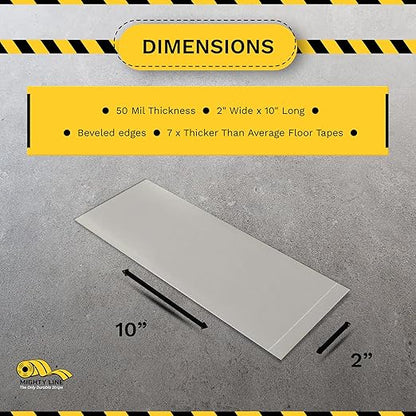 Mighty Line Floor Marking Tape Strips for Safety, Caution, Warning, Heavy-Duty, Peel and Stick, Adhesive, Industrial Quality, Grey, 2" by 10"