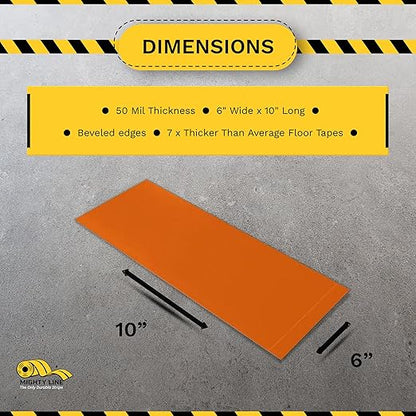 Mighty Line Floor Marking Tape Strips for Safety, Caution, Warning, Heavy-Duty, Peel and Stick, Adhesive, Industrial Quality, Orange, 6" by 10"