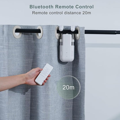 Automatic Curtain Opener Electric: Smart Remote Control Closer｜Long-Lasting Battery/Type-C｜No Drill for 8-40mm Roman Rods/T-Tracks & U-Rails｜Quiet Motor Robot for Bedroom/living room