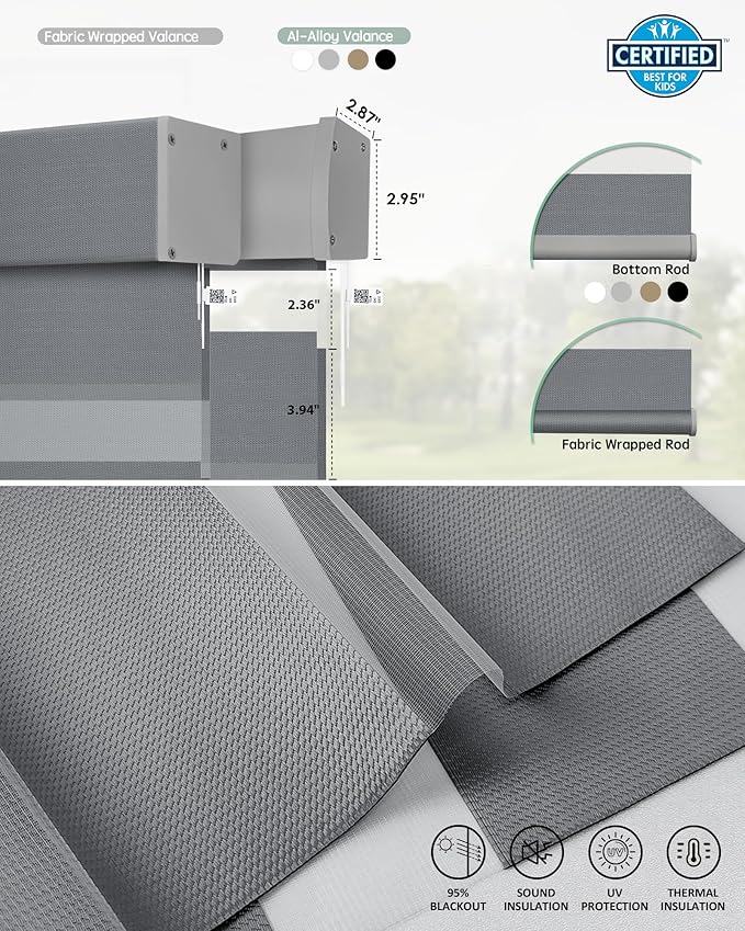 Yoolax Smart Blinds Motorized Matter Zebra Blinds Compatible with Alexa, Google Home, Apple Homekit,Window Shades Blackout Electric Custom Roll Up Indoor Cordless Zebra Blinds for Home(Mesh Silver)