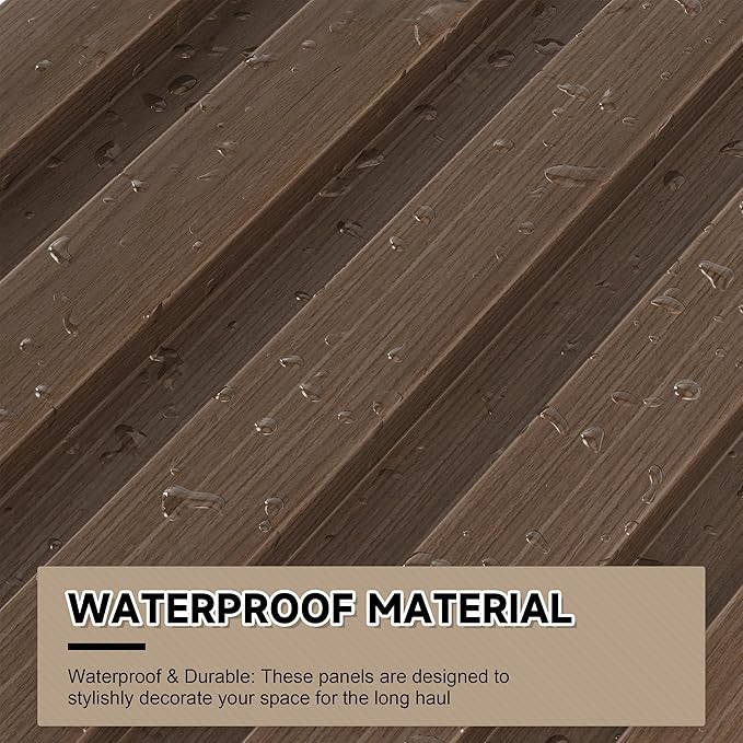 WPC Slat Wall Paneling, 8-Pack 3D WPC Wood Wall Panels, Acoustic Wall Panels for Interior Wall Decor, Living Room, Bedroom, Walnut, 95 x 6 in