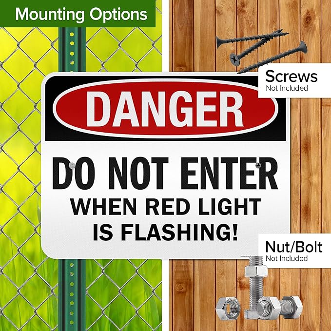 Danger Do Not Enter When Red Light is Flashing Sign, 18x24 Inches, 3M EGP Reflective .080 Aluminum, Fade Resistant, Made in USA by My Sign Center