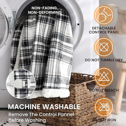 Christmas Heated Blanket Electric Throw-50''x60''Ultra Soft Cozy Plaid Flannel Fast Heating Electric Blanket with 10 Heat Levels & 10 Hrs Auto Off, ETL Certified, Keep Warm in Home Office