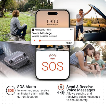 PAJ Allround Finder 4G - Real-Time GPS Tracking for Cars, Motorcycles, Kids & Seniors - SOS Button, Voice Messages & Up to 40-Day Battery for Safety & Security