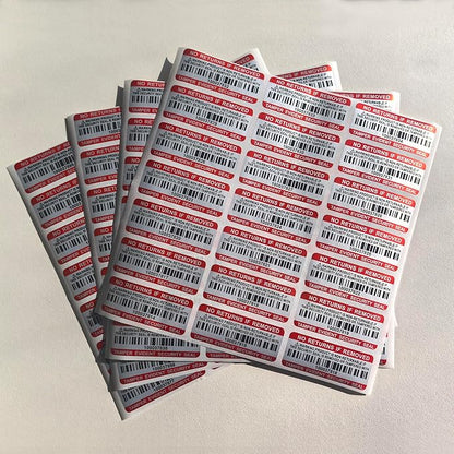 Tamper Evident Proof Barcode Stickers with Individual Serial Number Security Warranty Void Sticker,Sealing Label for Package(280pcs 2x0.8in Red Matte Silver)