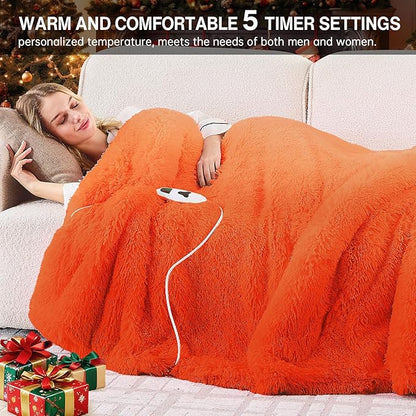 Heated Electric Blanket Twin–Faux Fur with Soft Thick Sherpa,Warm Winter Birthday Gifts for Women Grandma，10 Heat Settings,5 Time Settings with Fast Heating, 62x84, Cocoa Brown