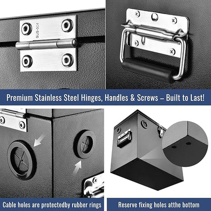 Heavy Duty Steel Battery Box for Group 27 Battery - Car/RV/Marine/Trolling Motor Relocation Kit with Lock & Sealing Gaskets