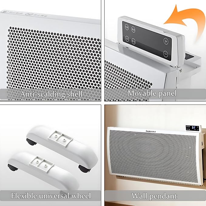 Infrared Space Heater: 1500W Portable Stand or Wall Mount Smart Electric Heater for Indoor Use Remote Control Bedroom & Office