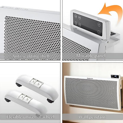 Infrared Space Heater: 1500W Portable Stand or Wall Mount Smart Electric Heater for Indoor Use Remote Control Bedroom & Office