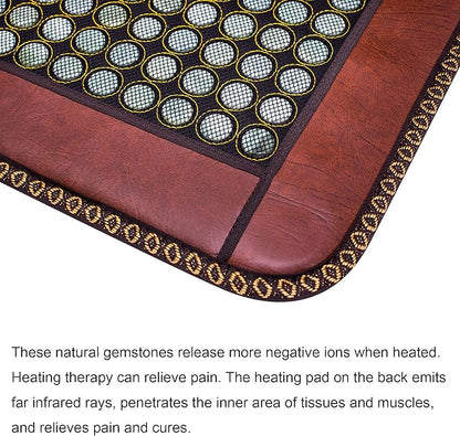 Infrared Heating Pad, Far Infrared Natural Jade Heating Pad, Auto Shut Off, Adjustable Temperature, Gifts for Women/Men/Dad/Mom (Brown, jadeseatback)