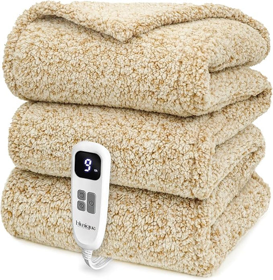 Heated Blanket Electric Blanket Full - Fast Heating Blanket Throw Double Sided Sherpa Ultra Soft Cozy with 10 Heating Levels & 2-10 Hours Auto Off, Mashine Washable, 72 x 84 Inches, Camel