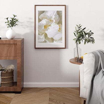 Solid Oak Wood Frame - 19x27, Matted to 16x21, Real Glass, Walnut Color, 1 Pack