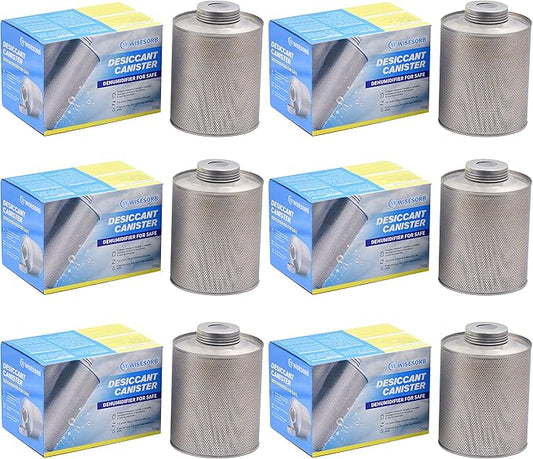 750 Grams 6pcs Gun Safe Dehumidifier, Reusable Canister Desiccant Dehumidifier, Rechargeable 1.65 Lbs Indicating Silica Gel Orange To Green