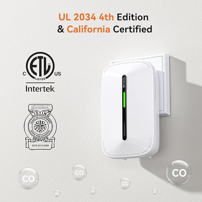 Jemay Carbon Monoxide Detectors Plug in,10 Year Battery Co Alarm with Low Battery Alarm & Breathing Light, Portable CO Detector Monitor for Travel,RV, Rental Property, 2 Packs