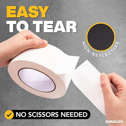 Gaffers Tape, Strong Hold, Easy to Rip, Residue-Free Professional Grade Floor Tape for Electrical Cords, Matte Finish Non Reflective, Weather Resistant (1 Pack, White, 2" x 30 Yards)