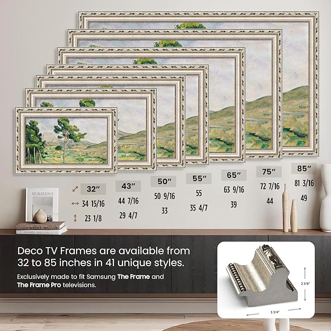 Ornate Silver 50" Premiere Deco TV Frame - Compatible ONLY with Samsung The Frame TVs (Fits 2021-2025, LS03A, LS03B, LS03C, LS03D, LS03FA)