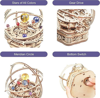 RoWood Music Box 3D Puzzles for Adults, DIY Wooden Mechanical Building Model Kits, Gift for Adult on Birthday/Christmas - Starry Night