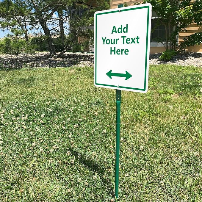 SmartSign 12 x 10 inch Custom Yard Sign with 3 foot Stake - Add Your Text & Choose Arrow, 40 mil Laminated Rustproof Aluminum, Set of 1, Made in USA