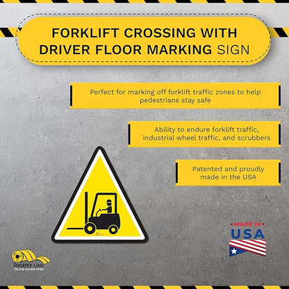 Mighty Line Forklift Floor Sign Floor Sign for Safety, Warning, Heavy-Duty, Peel and Stick, Adhesive, Industrial Quality, Caution Tow Motor Ahead Sign, 16"