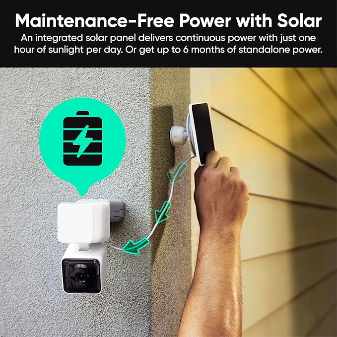 WYZE Solar Cam Pan, Security Cameras Wireless Outdoor, 2K HD 360° Pan-Tilt Battery Powered 2.4GHz Wi-Fi Cameras for Home Security, AI Motion Detection, Color Night Vision, 2-Way Audio, No Blind Spots