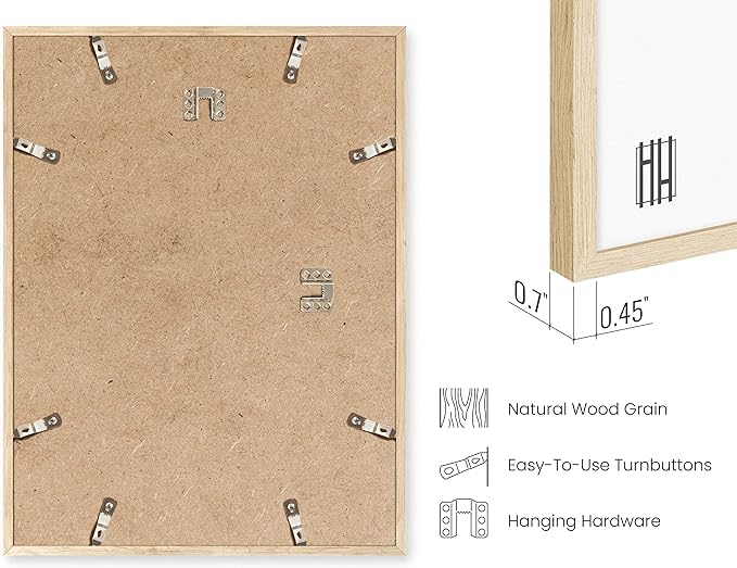 HAUS AND HUES Natural Wood Picture Frames - Set of 6 Frame Sets for Wall Collage, Gallery Wall Frame Set Assorted, Picture Frame Sets for Wall Collage (Two 8x10, Two 11x14, Two 12x16 Beige Frame)