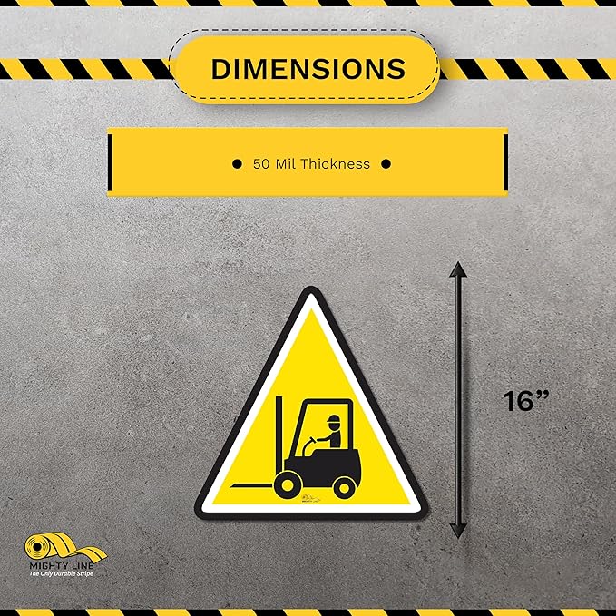 Mighty Line Forklift Floor Sign Floor Sign for Safety, Warning, Heavy-Duty, Peel and Stick, Adhesive, Industrial Quality, Caution Tow Motor Ahead Sign, 16"