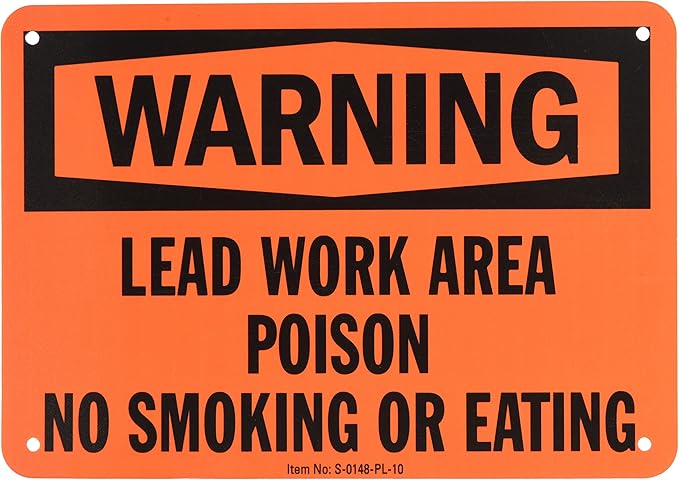 SmartSign "Warning - Lead Work Area, Poison, No Smoking Or Eating" Sign | 7" x 10" Plastic