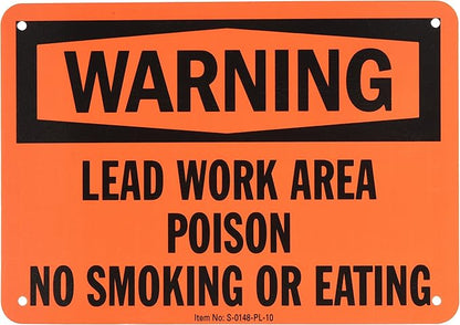 SmartSign "Warning - Lead Work Area, Poison, No Smoking Or Eating" Sign | 7" x 10" Plastic