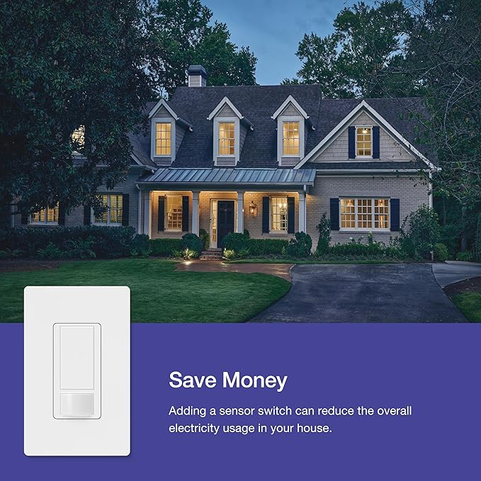 Lutron Maestro Motion Sensor Light Switch w/ Wallplate for Bathroom, Garage, Laundry Room, Any Bulbs, Occupancy Vacancy Sensor, Single-Pole, MS-OPS2HW-WH, White