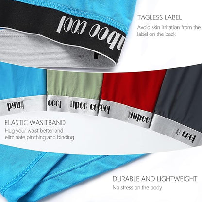 BAMBOO COOL Men's Ultra Breathable Underwear,No Riding Up Boxer Briefs with ComfortFlexible Waistband,Multipack