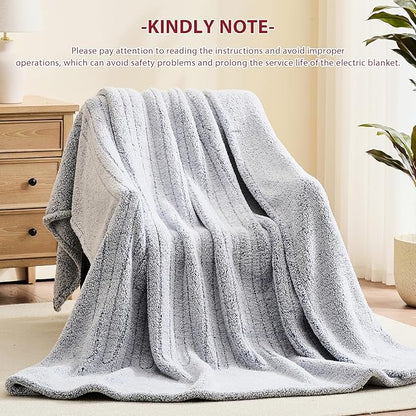 Heated Electric Blanket King Size - 100"x90" Flannel Heating Blanket with 10 Heating Levels & 5 Time Settings Over-Heat Protection, Winter Warmer for Adults with ETL Certification（Grey）