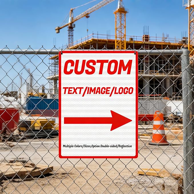 Custom metal outdoor signs, warning sign, custom vertical signs, arrow, multiple sizes/colors available, optional double-sided/reflective, for Business, Workplace, office, Home, road (vertical)