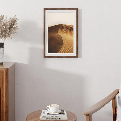 13x19 Picture Frame, Solid Oak Wood Frame 13 x 19 Frame for Wall, 13"x19" Photo Frame with Tempered Real Glass, 13x19 Picture Frame Matted to 11x17, Rustic Wooden 13x19 Poster Frame, Walnut Color