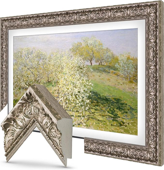 Tuscan Silver 32" Premiere Deco TV Frame - Compatible ONLY with Samsung The Frame TVs (Fits 2021-2025, LS03A, LS03B, LS03C, LS03D, LS03FA)