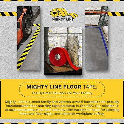 Mighty Line Floor Marking Tape Strips for Safety, Caution, Warning, Heavy-Duty, Peel and Stick, Adhesive, Industrial Quality, Purple, 6" by 10"