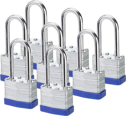 Lock, 1-9/16" (40mm) Laminated Keyed Padlocks，keyed Alike Locks, 2 inch Long Shackle Locks-Pack of 8