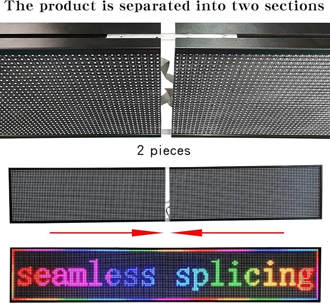 Programmable Led Sign Screen Outdoor Digital Pantalla Para Publicidad Custom Word Scrolling Usb Wifi Enabled Control Display Message Board Lights for Mobile Phone and Windows (77"x14")