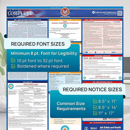 2026 West Virginia Labor Law Poster – State & Federal Compliance in Spanish – OSHA, EEOC, FMLA, Minimum Wage – Durable, Laminated & Waterproof Workplace Employment Poster – Made in USA – 26” x 39.5”