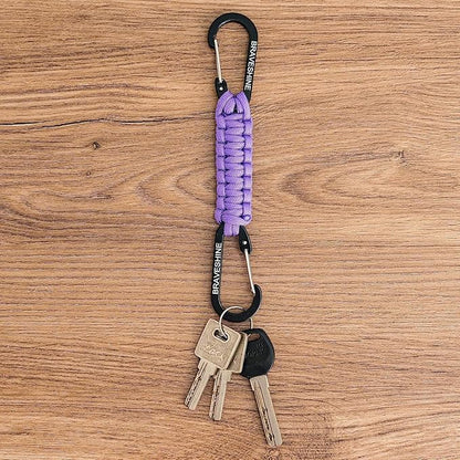 BRAVESHINE Paracord Keychain Carabiner Clip, D Ring Lanyard Hanger Stroller Hook for Water Bottle, Key, Backpacks, Men, Women