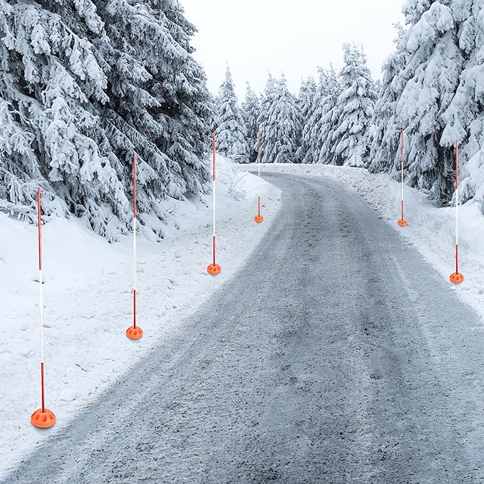 15 Pcs Driveway Marker Mount Stakes, Orange Reflective Mount Stake, Snow Ground Spike Stake for Driveways Pathways Walkways Parking Lot Ski Run Residential Property