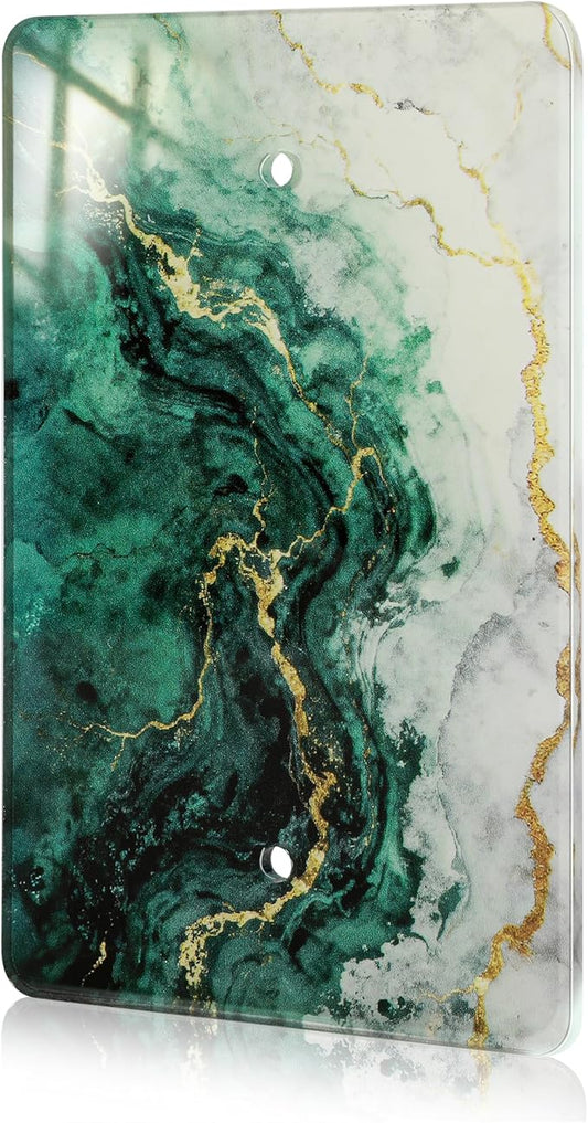 Modern Abstract Lexury Dark Turquoise Teal Blue Gray Marble Textured Acrylic Wall Plates Blank Wall Plate Light Switch Cover Plate Blank Wall Plate Decorative Acrylic Light Switch Cover