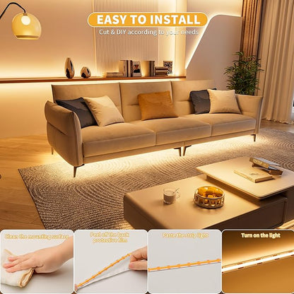 PAUTIX 5V USB COB LED Strip Lights UL-Listed Dotless LED Lights with RF Remote,6.56ft Dimmable 3000K Warm White TV Backlight,Flexible Under Cabinet Tape Lights for Bedroom,Kitchen,Shelves Lighting
