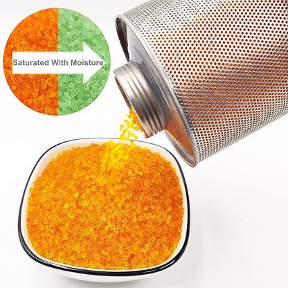 750 Grams 5 Pack Gun Safe Dehumidifier, Reusable Canister Desiccant Dehumidifier, Rechargeable 1.65 Lbs Indicating Silica Gel Orange To Green