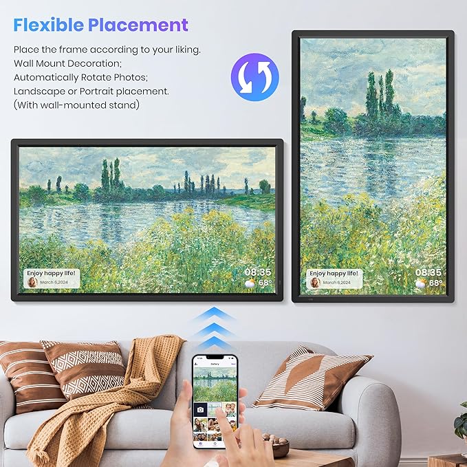 Uhale 32" Extra Large Digital Picture Frame 64GB, WiFi Photo Frames 1920 x 1080 FHD IPS Display with Remote Control, Wall Mounted, Slideshow, Support USB and SD Card, Instantly Share Photos Videos