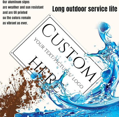 Custom Sign,make your own sign custom，Aluminum Weatherproof Metal Sign Multiple Sizes, Visible at night, single or double-sided, wear-resistant，Business, Workplace, office, Home, Delivery Signs(18*14 Inch)