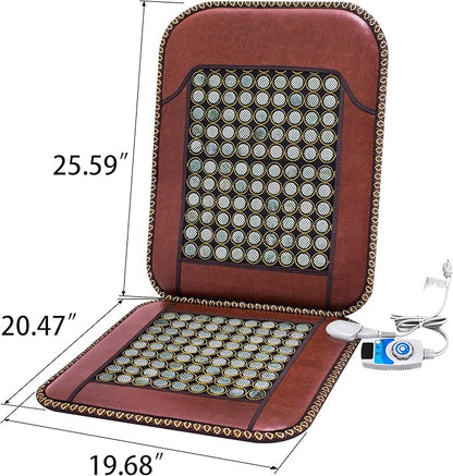 Infrared Heating Pad, Far Infrared Natural Jade Heating Pad, Auto Shut Off, Adjustable Temperature, Gifts for Women/Men/Dad/Mom (Brown, jadeseatback)