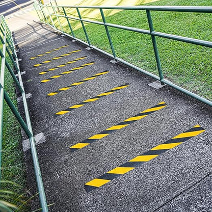 Anti Slip Tape, 4 Inch x 42 Ft Grip Tape for Stairs Outdoor/Indoor, Waterproof Non Skid Roll for Stair Treads Non Slip, High Traction Friction Abrasive Adhesive Stair Steps, Caution Yellow/Black