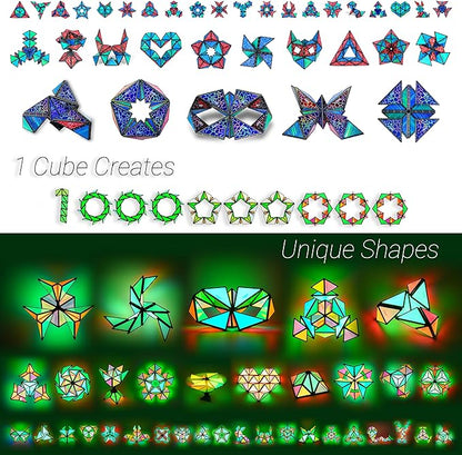 TOSY Magnet Pyramid Stone - 1 Cube Transforms into 1 Billion Shapes, 14 pcs (12 Puzzle pcs and 2 Spinners), 243 Magnets, Christmas Stocking Stuffers Gift for Kids, Creative Puzzle STEM Toy, 2-Pack