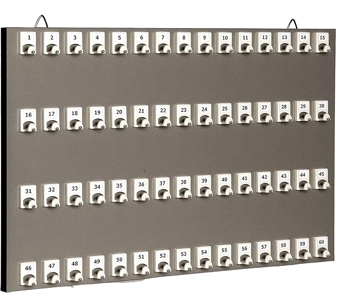KEYSTAND # 60PGS with 60 Numbered Hooks for Auto Dealers/Realtors (60 Tag & Ring Included)